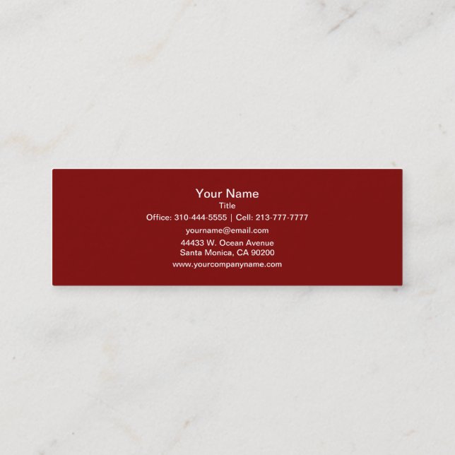 Maroon Solid Colour Mini Business Card (Back)