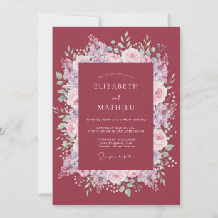 Maroon Sophisticated Autumn Wedding Invitation