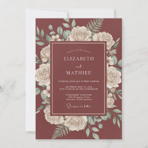 Maroon Sophisticated Autumnal Wedding Invitation
