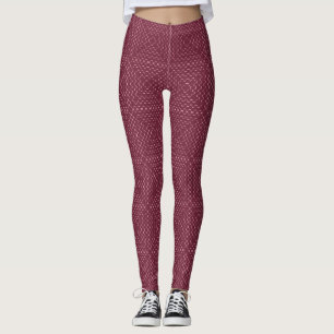Maroon Squares Pattern Leggings