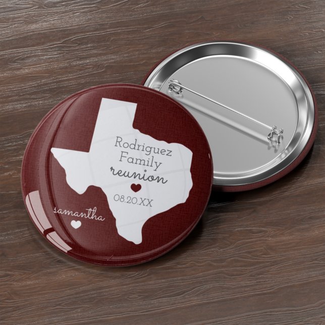 Maroon State of Texas Family Reunion 6 Cm Round Badge (Creator Uploaded)