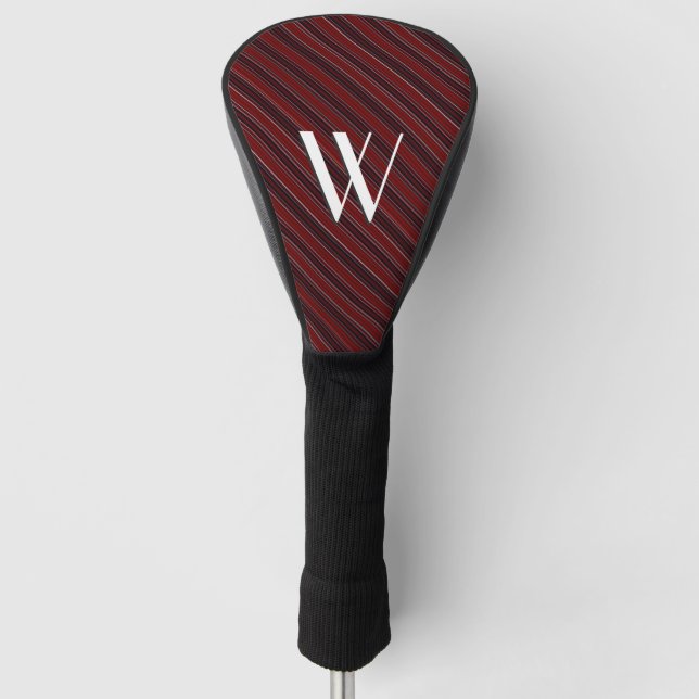 Maroon Stripe Initial Golf Head Cover (Front)