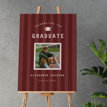 Maroon Stripes Graduation Party Welcome Sign