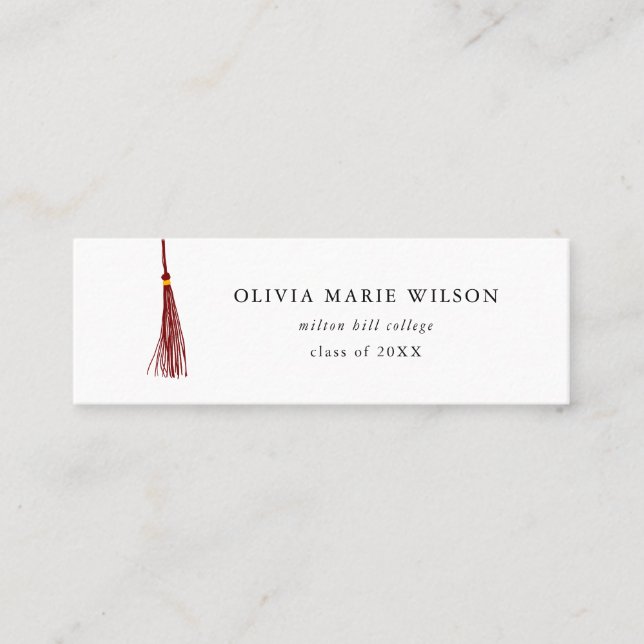 Maroon Tassel Graduation Name Card (Front)