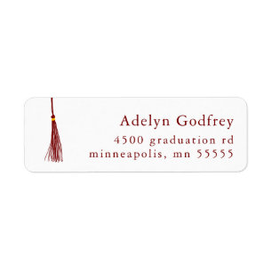 Maroon Tassel Graduation Return Address Return Address Label