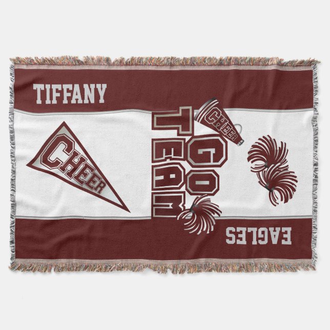 Maroon Team Spirit Cheerleader Custom Blanket (Front)