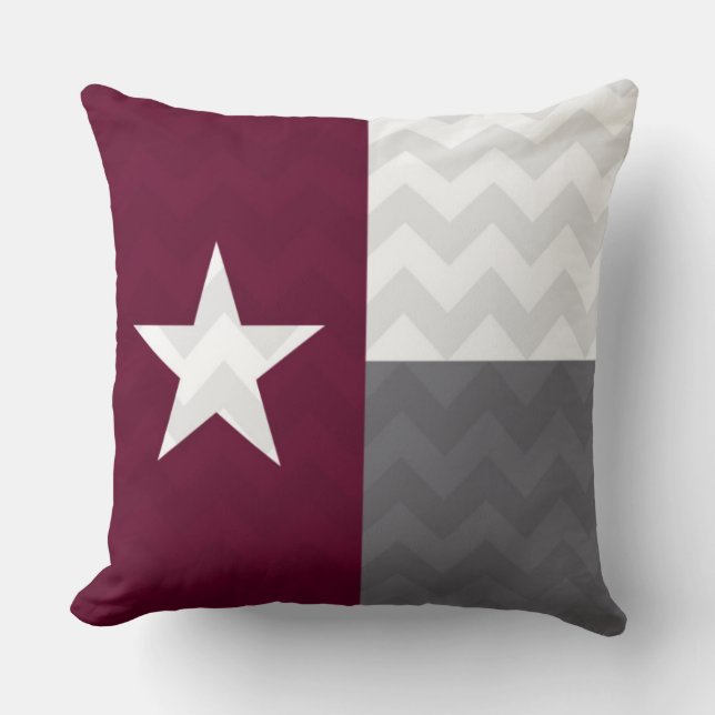 Maroon Texas Flag Chevron Cushion (Front)