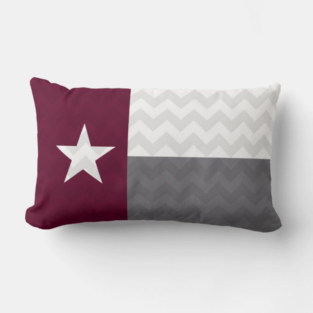 Maroon Texas Flag Chevron Lumbar Cushion (Front)