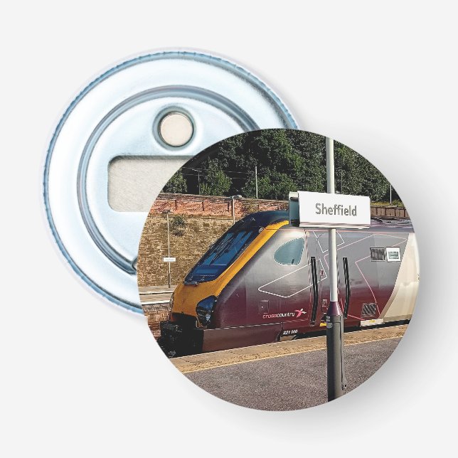 Maroon train bottle opener (Front)