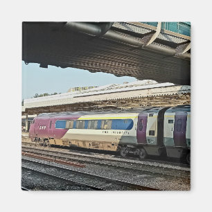 Maroon train , under the bridge magnet