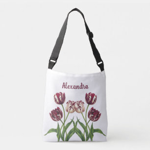 Maroon Tulips Crossbody Bag