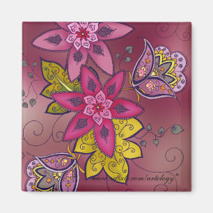Maroon Tulips Magnet (square)