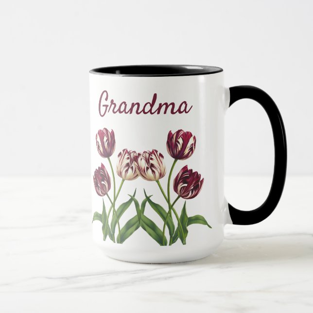 Maroon Tulips With Name Mug (Right)