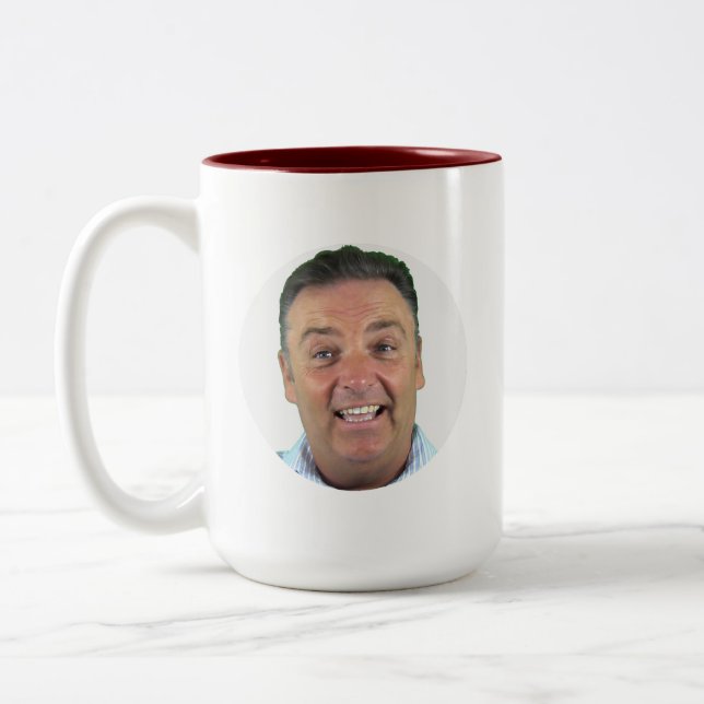 MAROON Two-Tone Photo Mug - Round Frame Custom Mug (Left)