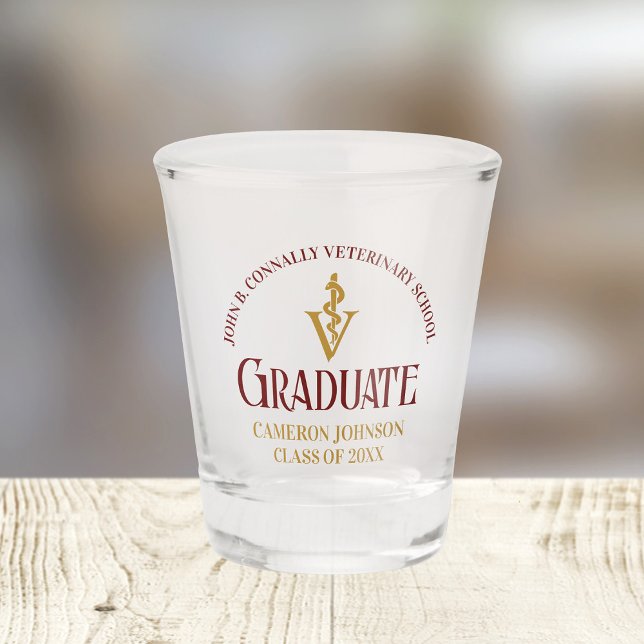 Maroon Veterinary School Graduation Custom Shot Glass (Creator Uploaded)