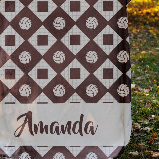Maroon Volleyball Argyle Pattern Fleece Blanket (Creator Uploaded)