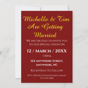 Maroon Wedding Invitation Elegant