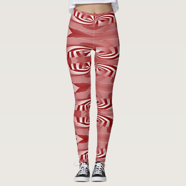Maroon white abstract pattern"Ratti_Creative_Arts" Leggings (Front)