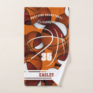 maroon white basketball team colours athlete name hand towel