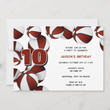 maroon white basketballs boys girls birthday party