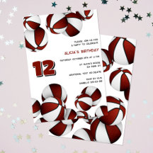 maroon white basketballs kids sports birthday