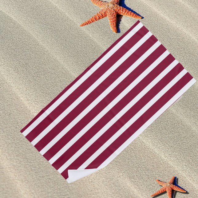 Maroon&white  cabana stripes   beach towel (Creator Uploaded)