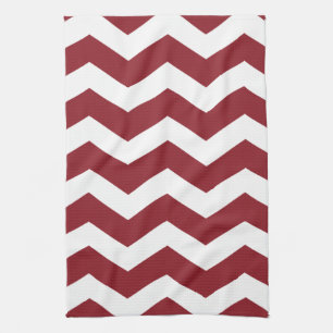 Maroon & White Chevron Tea Towel