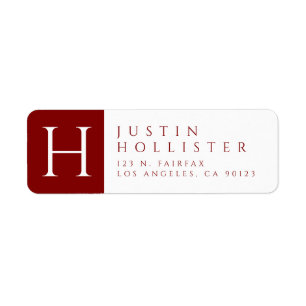 Maroon & White   Classy Return Address Label