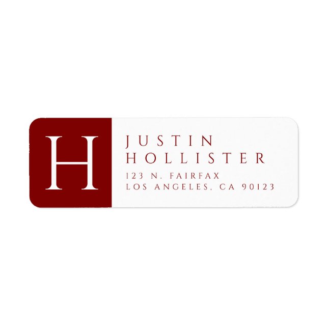 Maroon & White | Classy Return Address Label (Front)