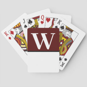 Maroon & White College Monogram Playing Cards
