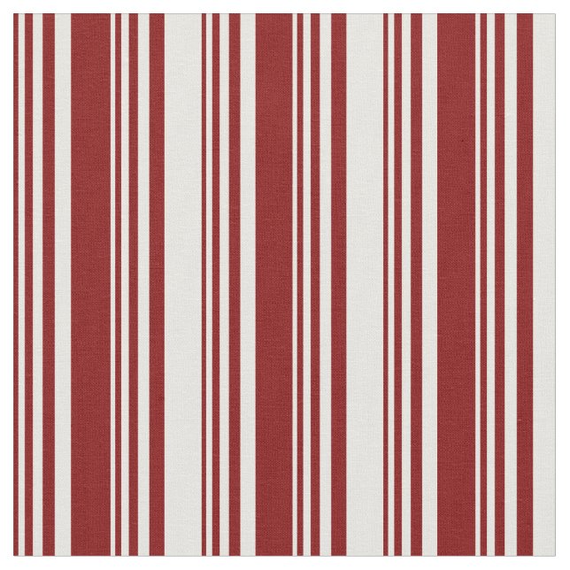Maroon & White Coloured Striped/Lined Pattern Fabric (Close Up)