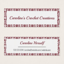Maroon White Crochet Lace Pattern Business Card