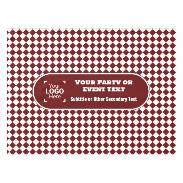 Maroon & White Diamond - Your Logo Business Event Tablecloth (Front (Horizontal))