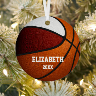 maroon white girls boys keepsake basketball metal tree decoration
