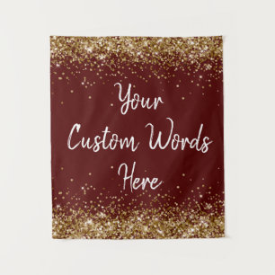 Maroon White Gold Birthday Party Photo Booth Prop Tapestry