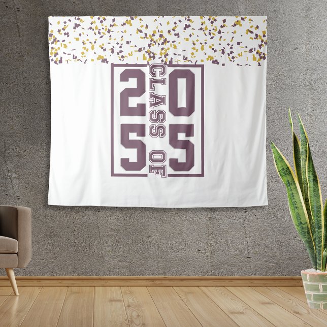 Maroon White Gold Graduation Class of Typography Tapestry (Creator Uploaded)