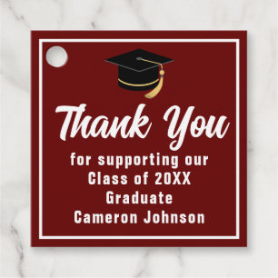 Maroon White Graduate Custom 2026 Graduation Party Favour Tags