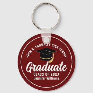 Maroon White Graduation Custom 2025 Graduate Key Ring