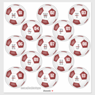 Maroon white soccer team colours boys girls set 13