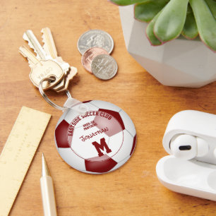 maroon white soccer team gifts kids sports key ring