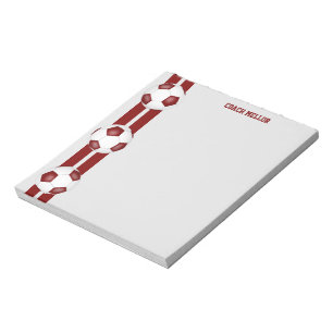 maroon white team colours soccer coach custom notepad