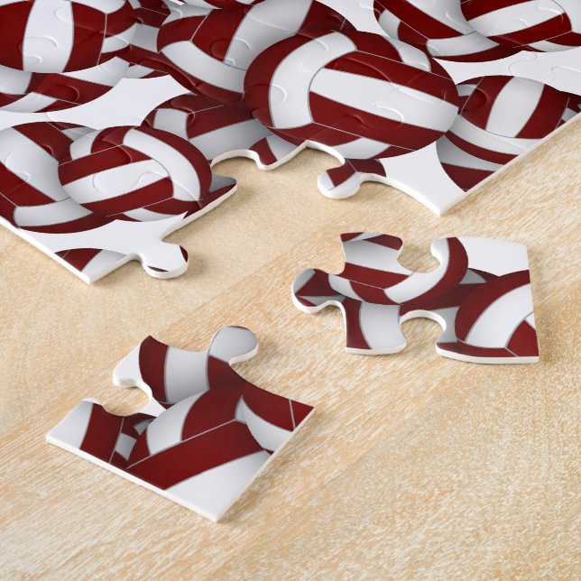 maroon white volleyball team colours boys girls jigsaw puzzle (Side)