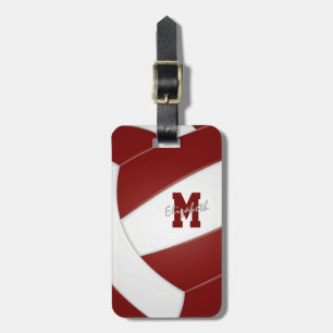maroon white volleyball team colours  luggage tag