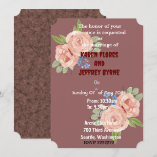 Maroon with Rose Invitation