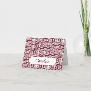 Maroon With White Crochet Lace Pattern Note Card