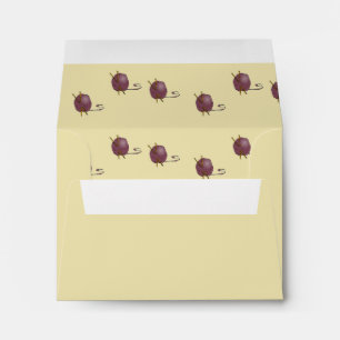 Maroon wool knitting on brown envelope