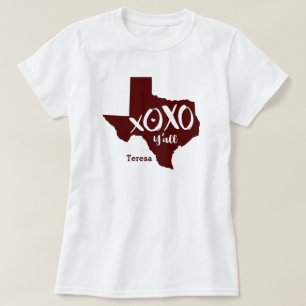 Maroon XOXO, Y'all - Texas State Shape T-Shirt