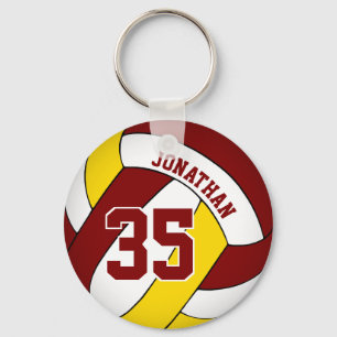 maroon yellow boys custom jersey number volleyball key ring