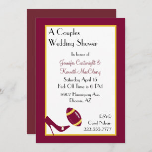 Maroon & Yellow Football Couples Shower Invitation