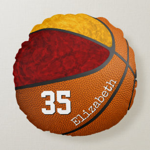 maroon yellow girls' basketball team colours custo round cushion